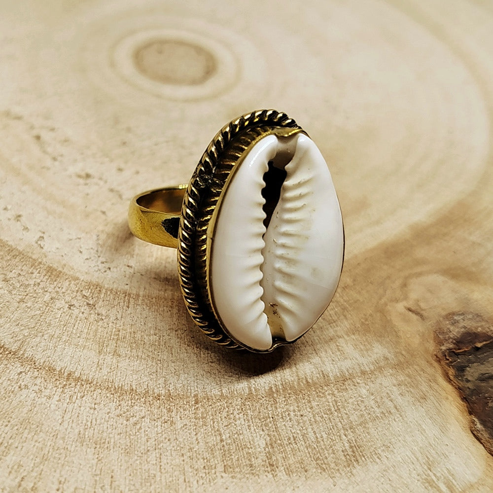 Cowry Shell Brass Ring