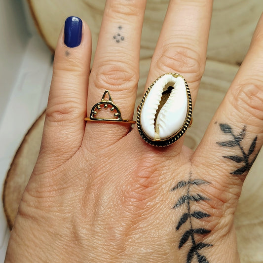 Cowry Shell Brass Ring