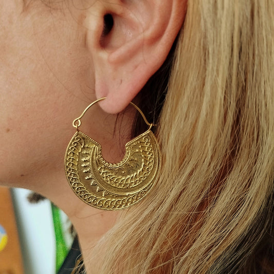 INDIAN PATTERN CREOLE EARRINGS