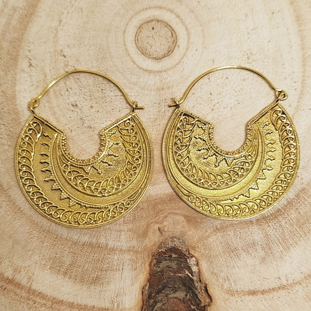 INDIAN PATTERN CREOLE EARRINGS