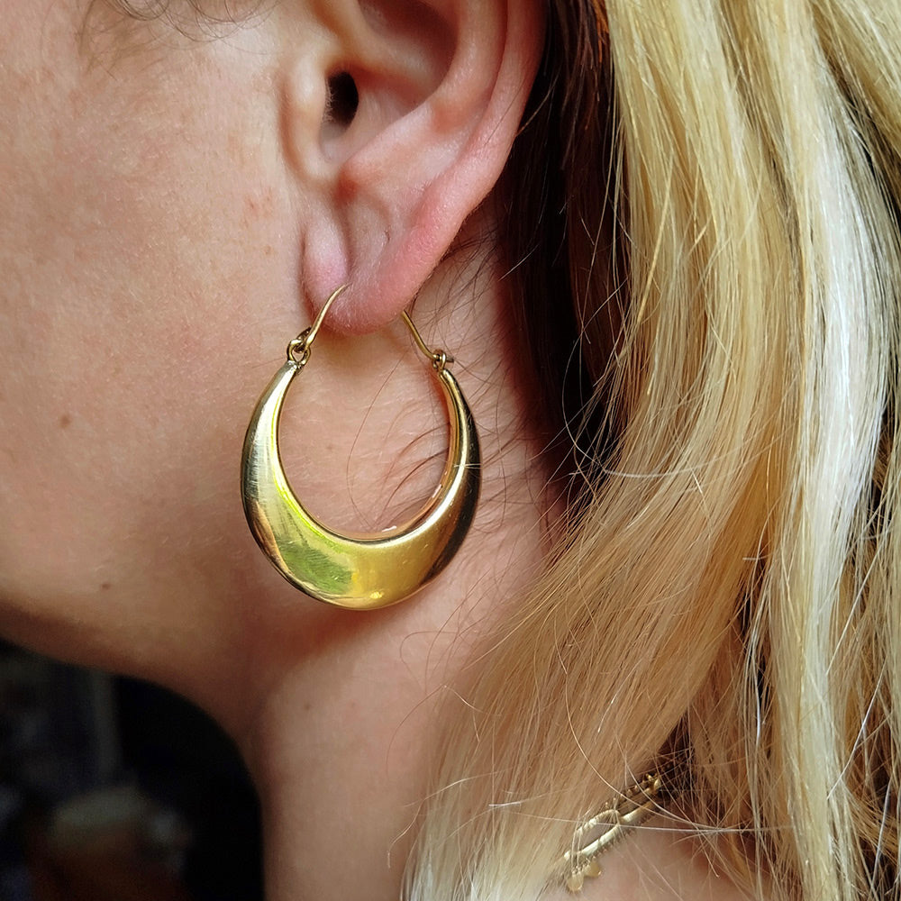 FLAT BRASS CREOLE EARRINGS