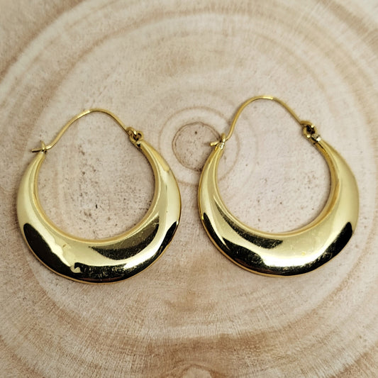 FLAT BRASS CREOLE EARRINGS