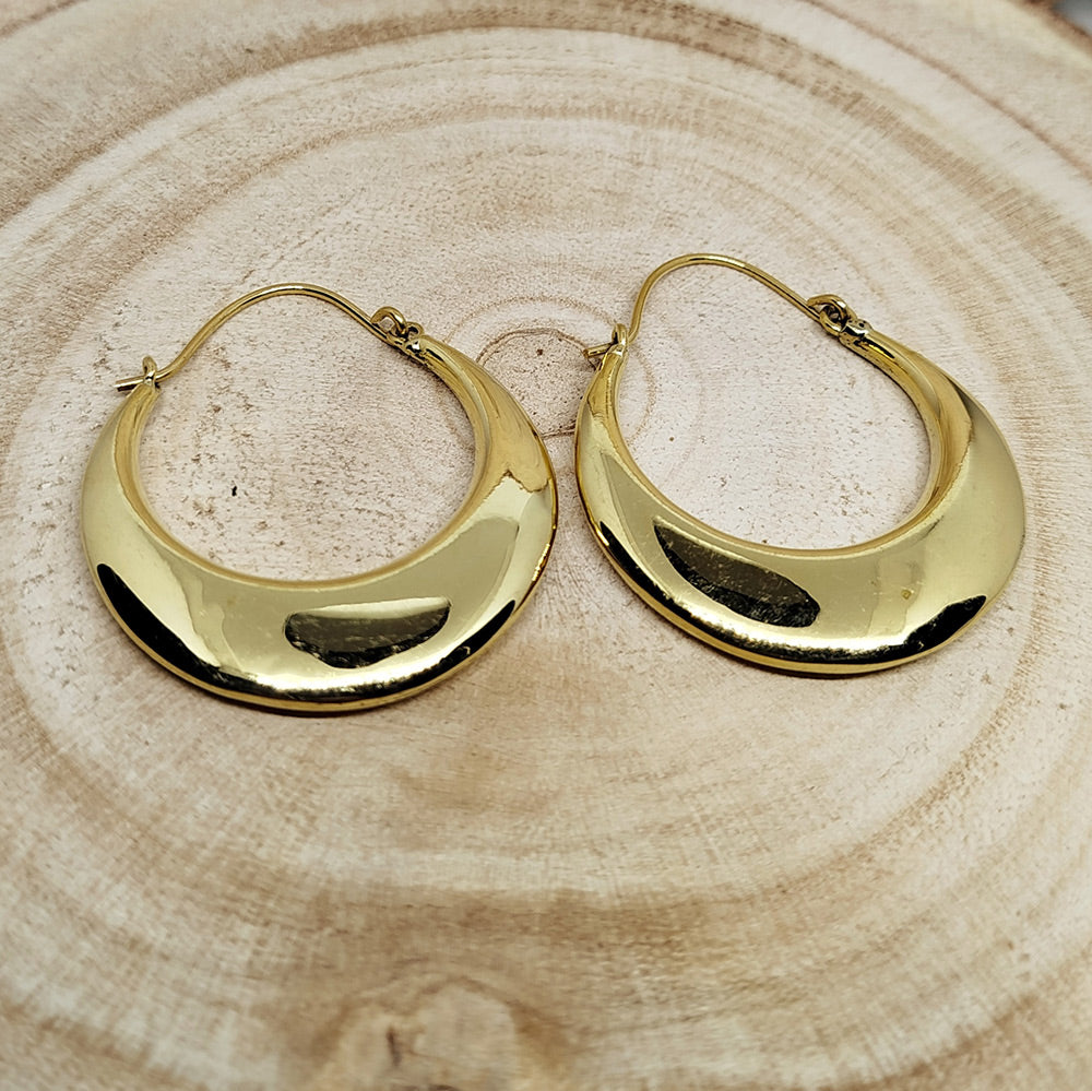 FLAT BRASS CREOLE EARRINGS