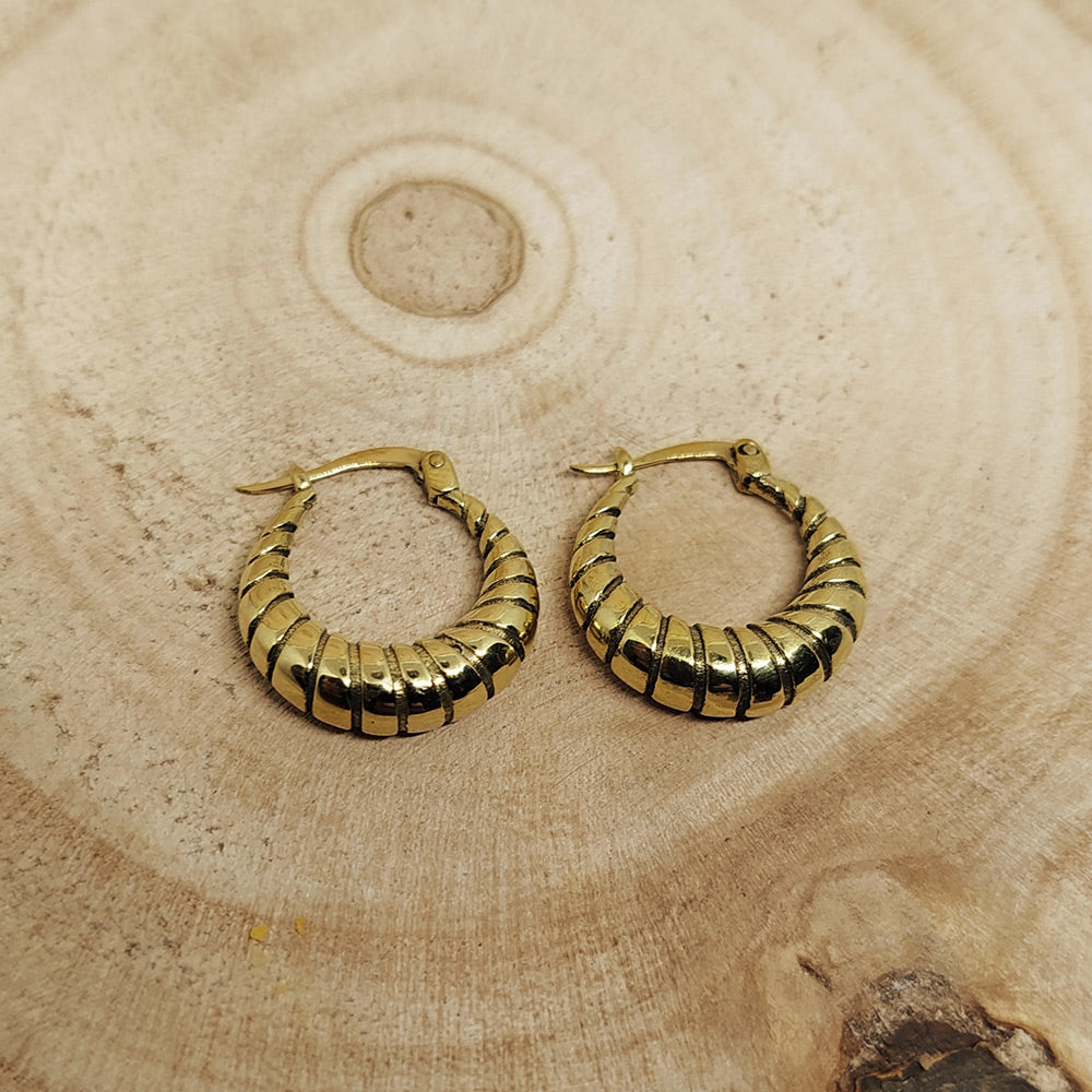 SMALL RIBBED CREOLE EARRINGS